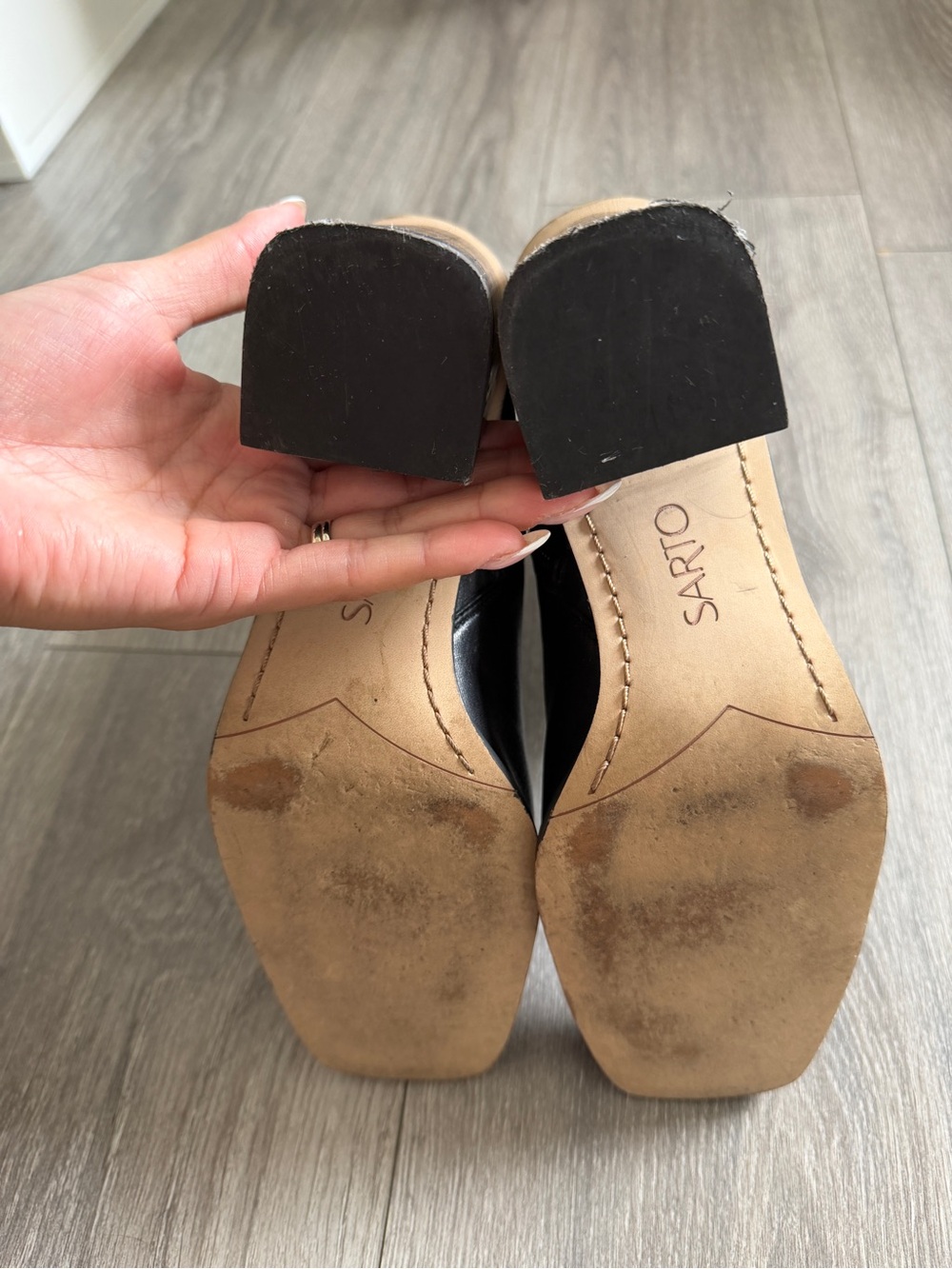 Franco Sarto Black Leather Ankle Booties with Block Heel - Picture 7 of 10